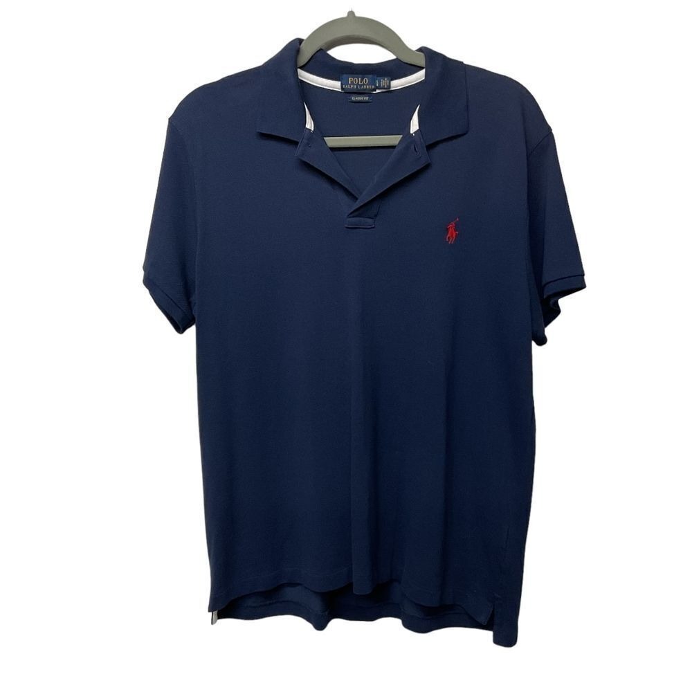 Polo Ralph Lauren Classic Fit Performance Polo Shirt Sz L Navy Blue Short Sleeve